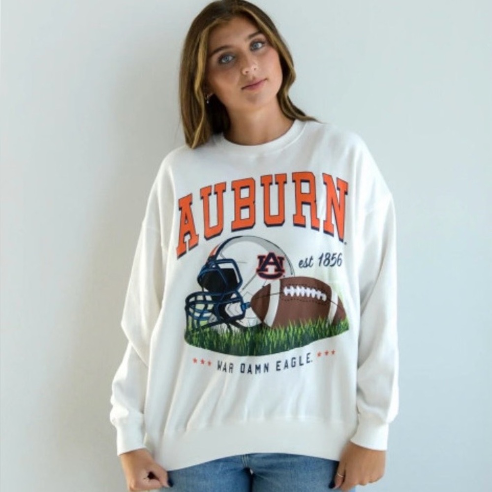 Women's Gameday Social Auburn Malone Multimedia Oversized Fleece Crew, Size L